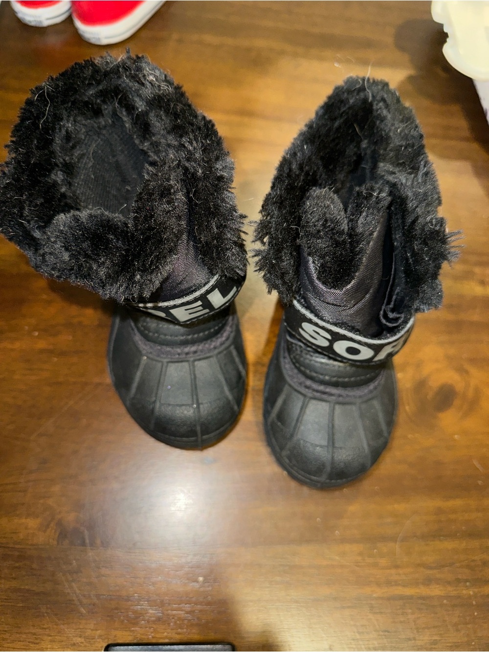 Sorel Kids Black Fleece-Trim Winter Boots